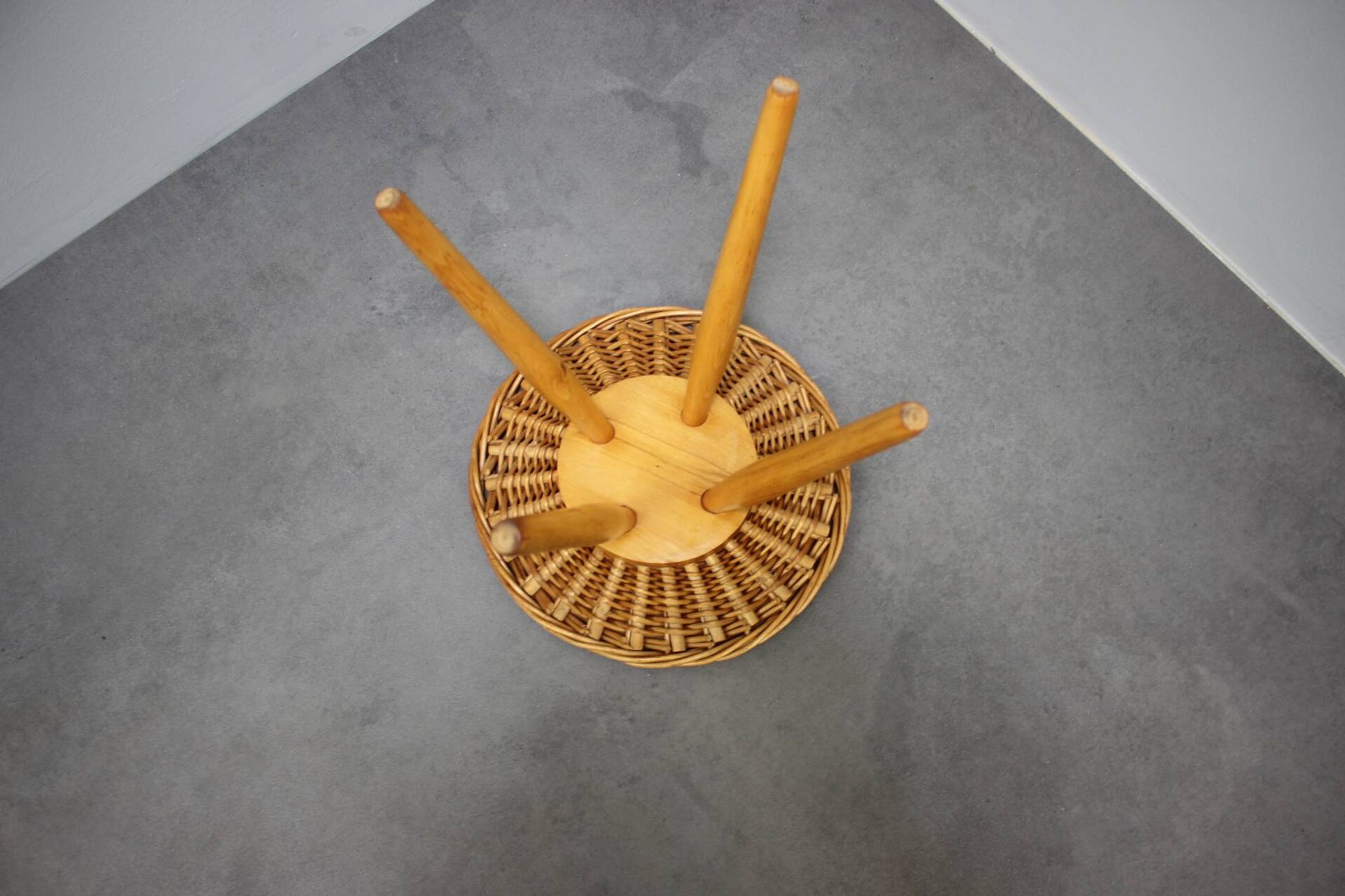 Jan Kalous Rattan Stool for ÚLUV, Czechoslovakia, 1960s