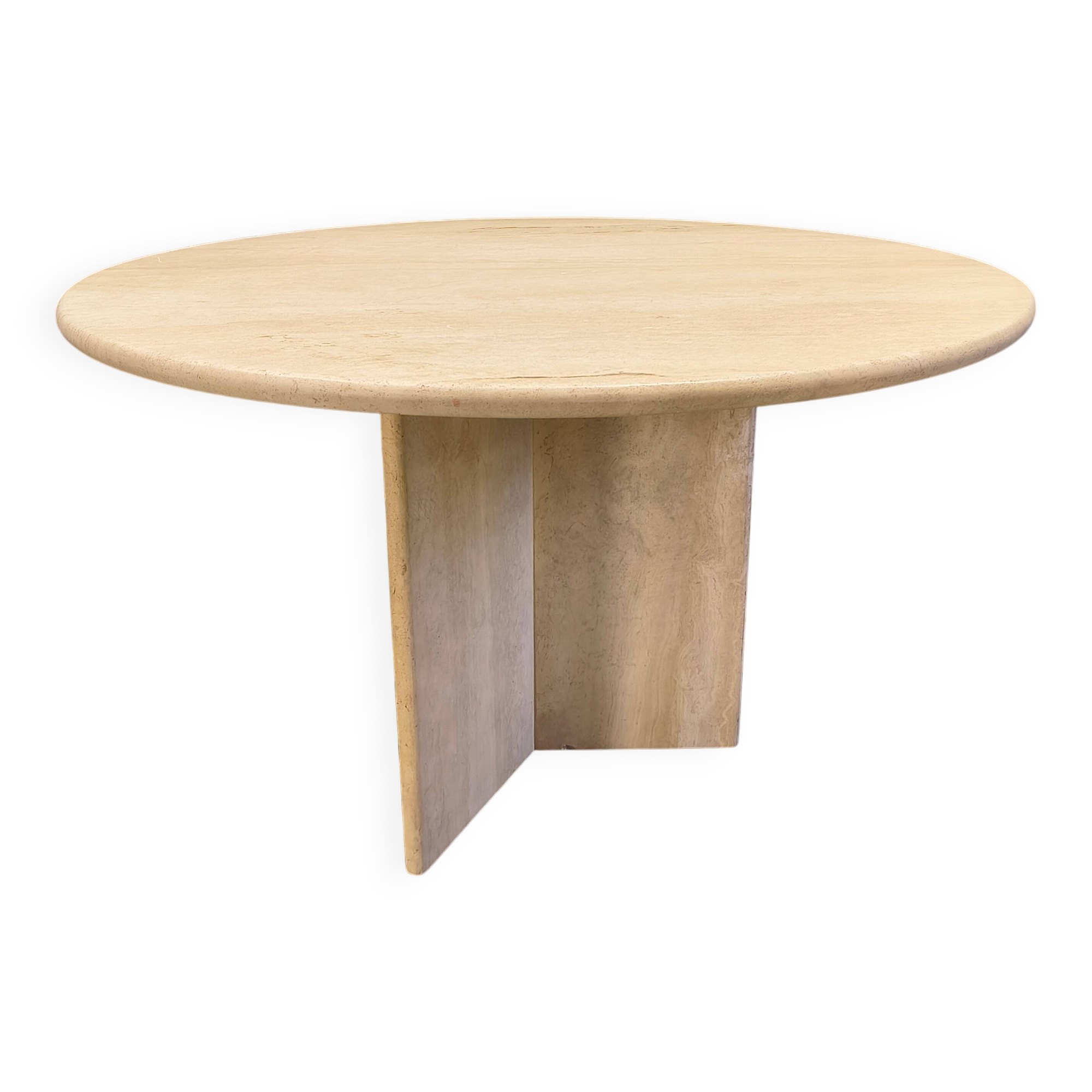 Round Italian travertine dining table 1970s