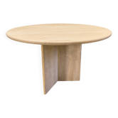 Table à manger ronde en travertin italien des années 1970