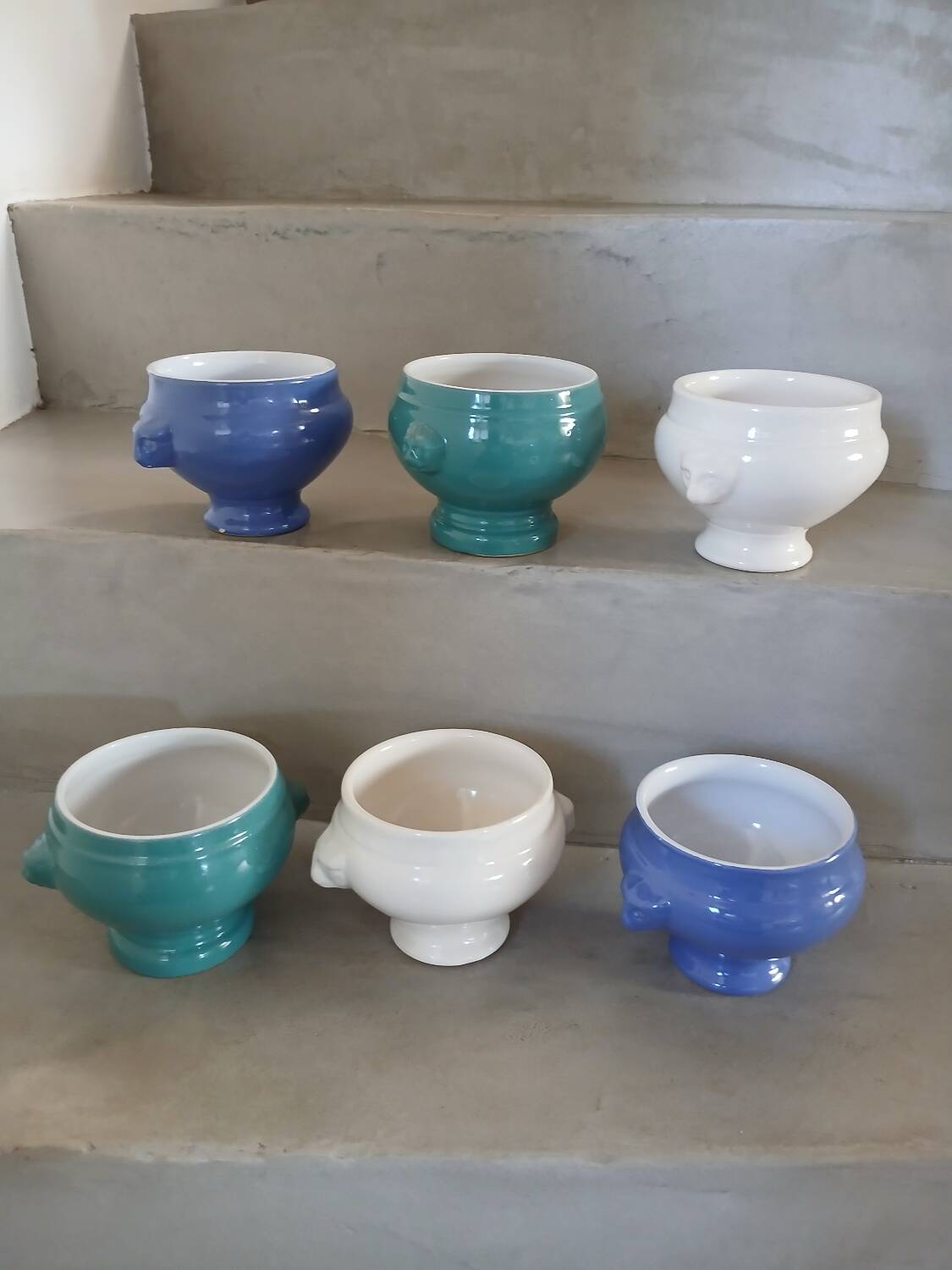 6 antique soup bowls