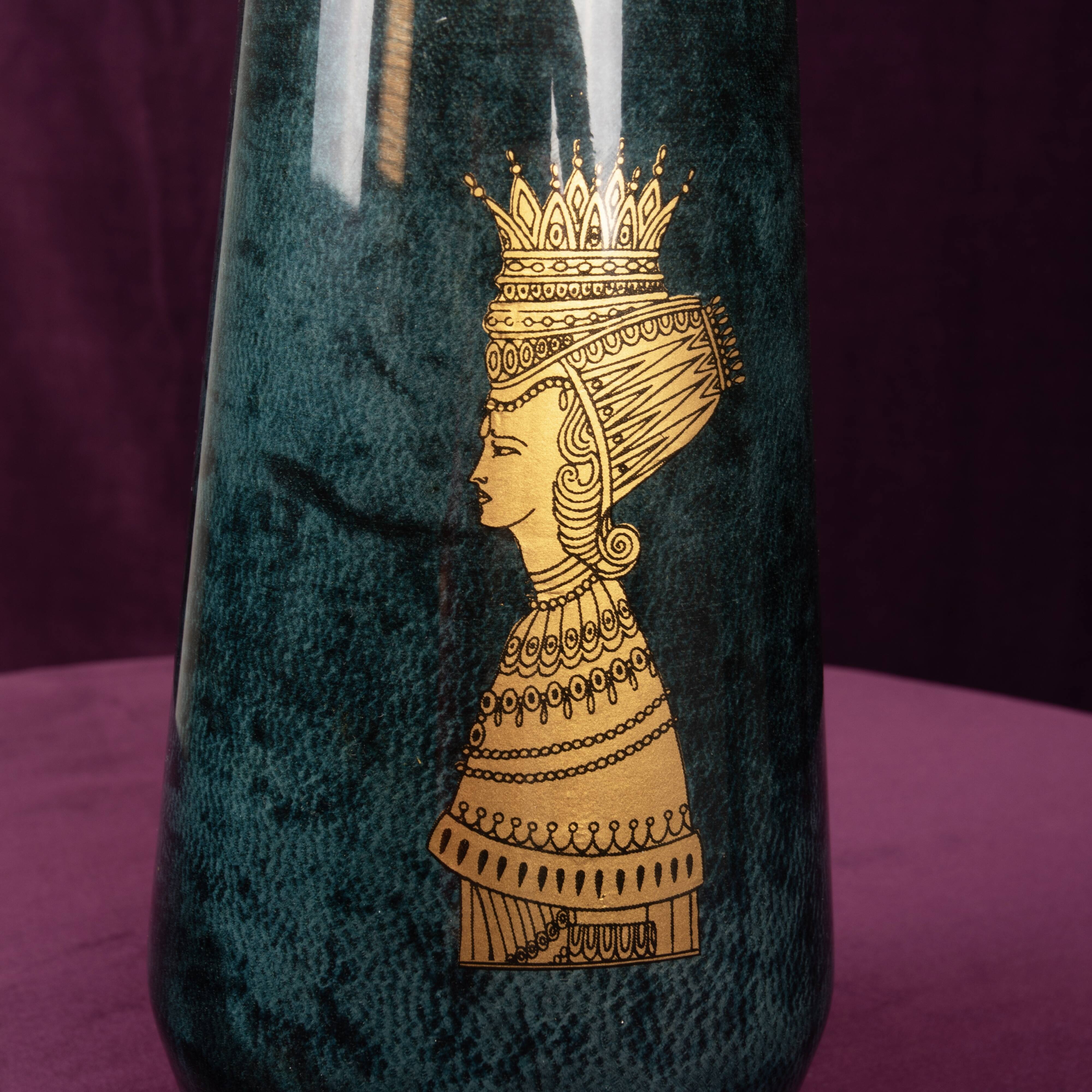 Aldo Tura Mod. 1278D Decorated Blue Goatskin Parchment Thermos Italy 1950