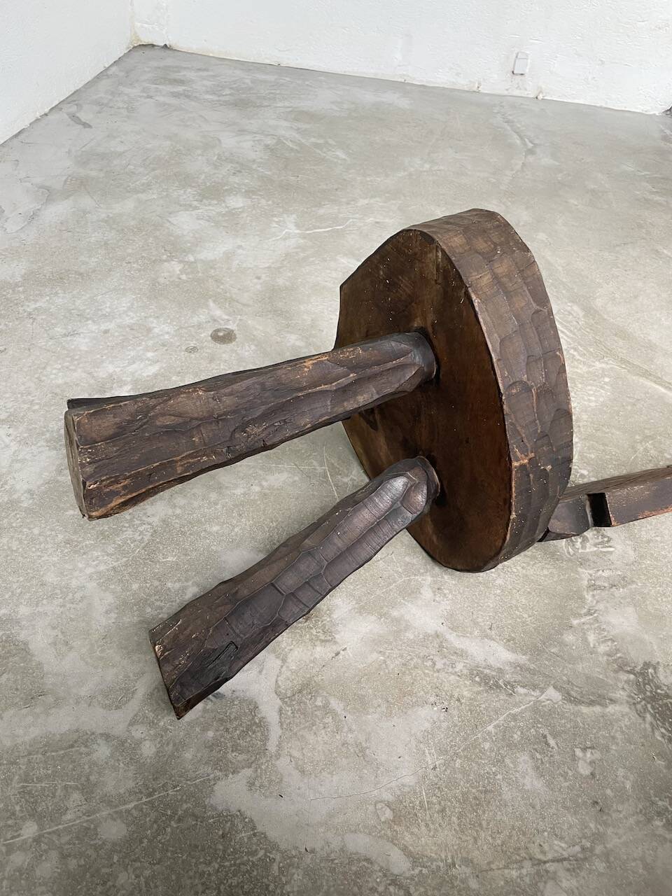 Brutalist stool with African influence
