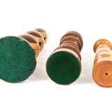 Set of 3 vintage candlesticks | Turned wood | Midcentury
