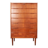 Large Danish chest of drawers, tallboy, 7 teak drawers by Henning Jørgesen.