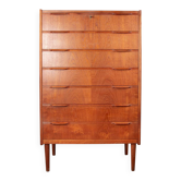 Large Danish chest of drawers, tallboy, 7 teak drawers by Henning Jørgesen.