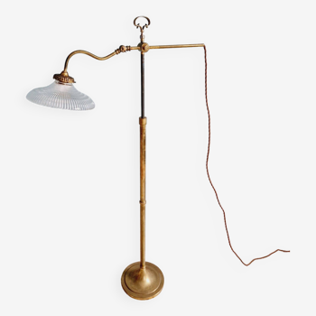 Brass and grooved glass floor lamp in Art Deco style