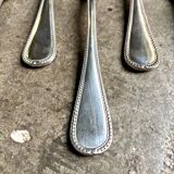 6 Ercuis silver-plated metal soup spoons with pearl decoration