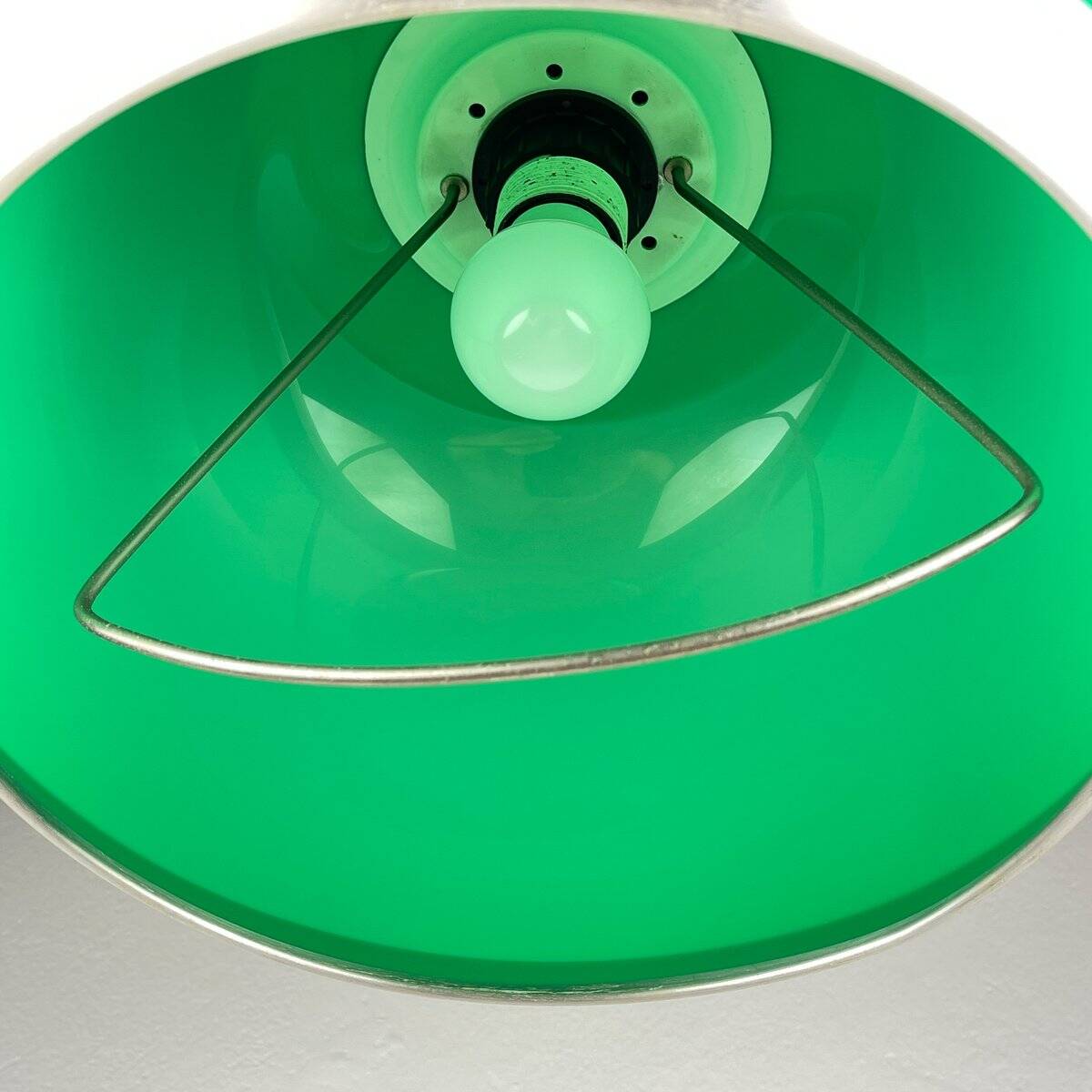 Green plastic pendant light in mid-century style by Stilux Milano, 1972