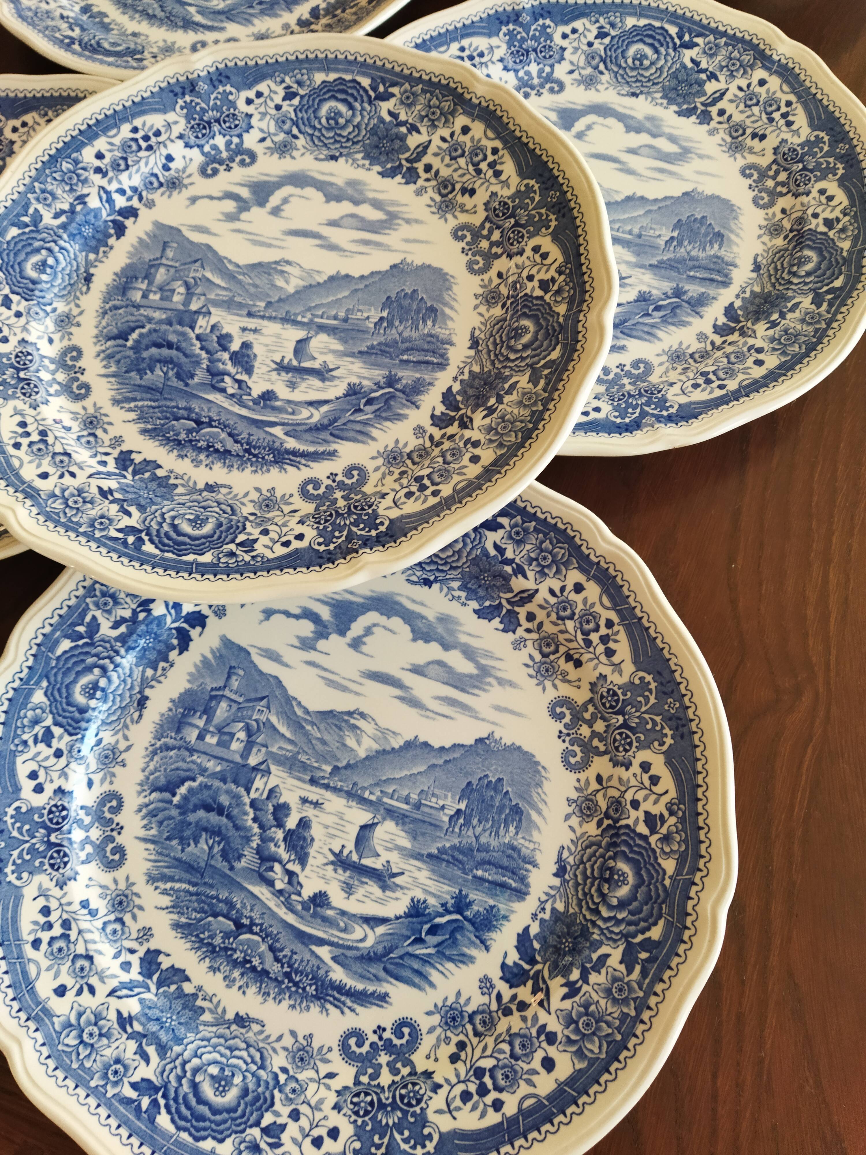 6 flat plates Burgenland blue Villeroy & Boch