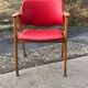 Chaise de bureau rouge en faux cuir et bois, style Milieu du Siècle (1960s)