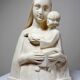 Bust of the Virgin and Child, waxed plaster, old art deco style, PP Deposited