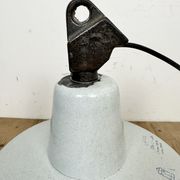 Industrial White Enamel Factory Lamp with Cast Iron Top, 1960s