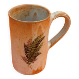 Traditional ceramic cup / mug decorated with fern leaves