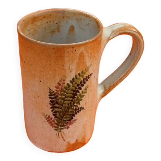 Traditional ceramic cup / mug decorated with fern leaves