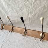 Vintage wooden wall coat rack - 4 hooks