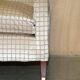 Fabric sofa and footstool, handmade in England.
