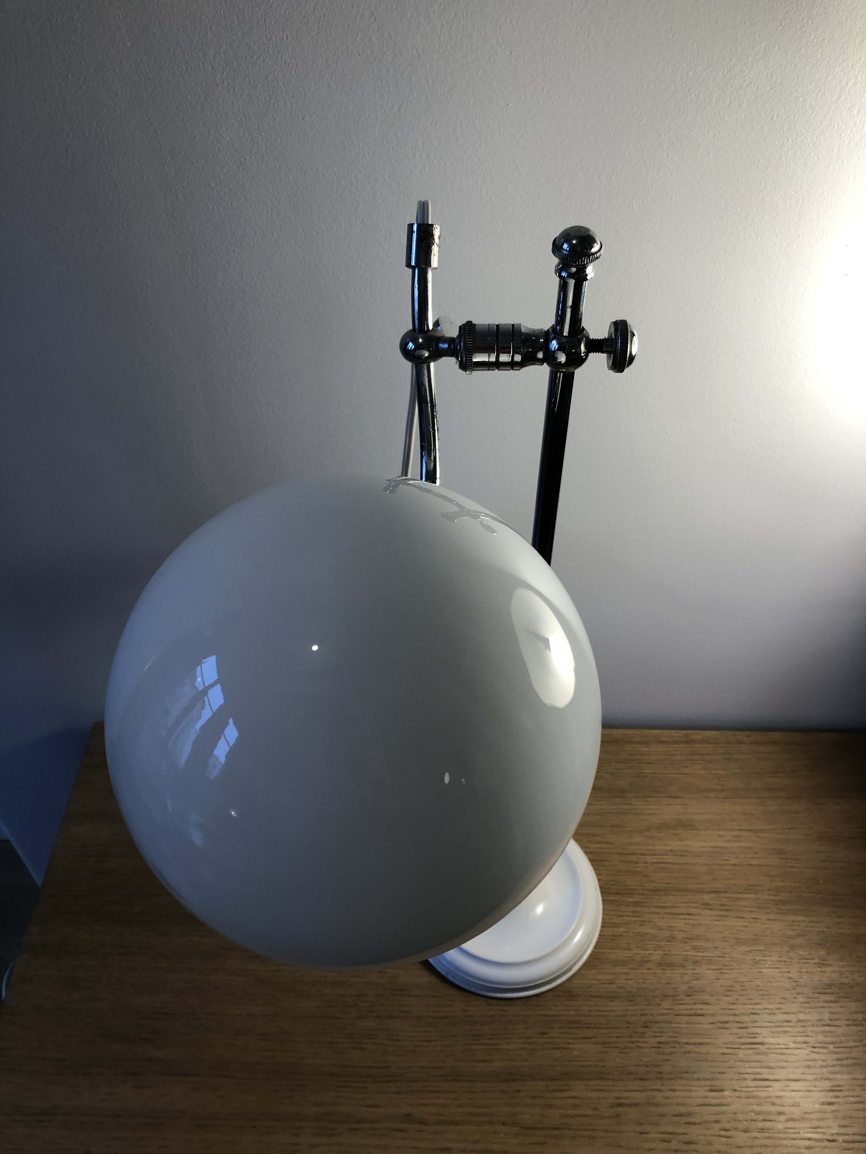 Workshop lamp, old office in chrome and opaline