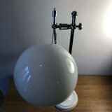 Workshop lamp, old office in chrome and opaline