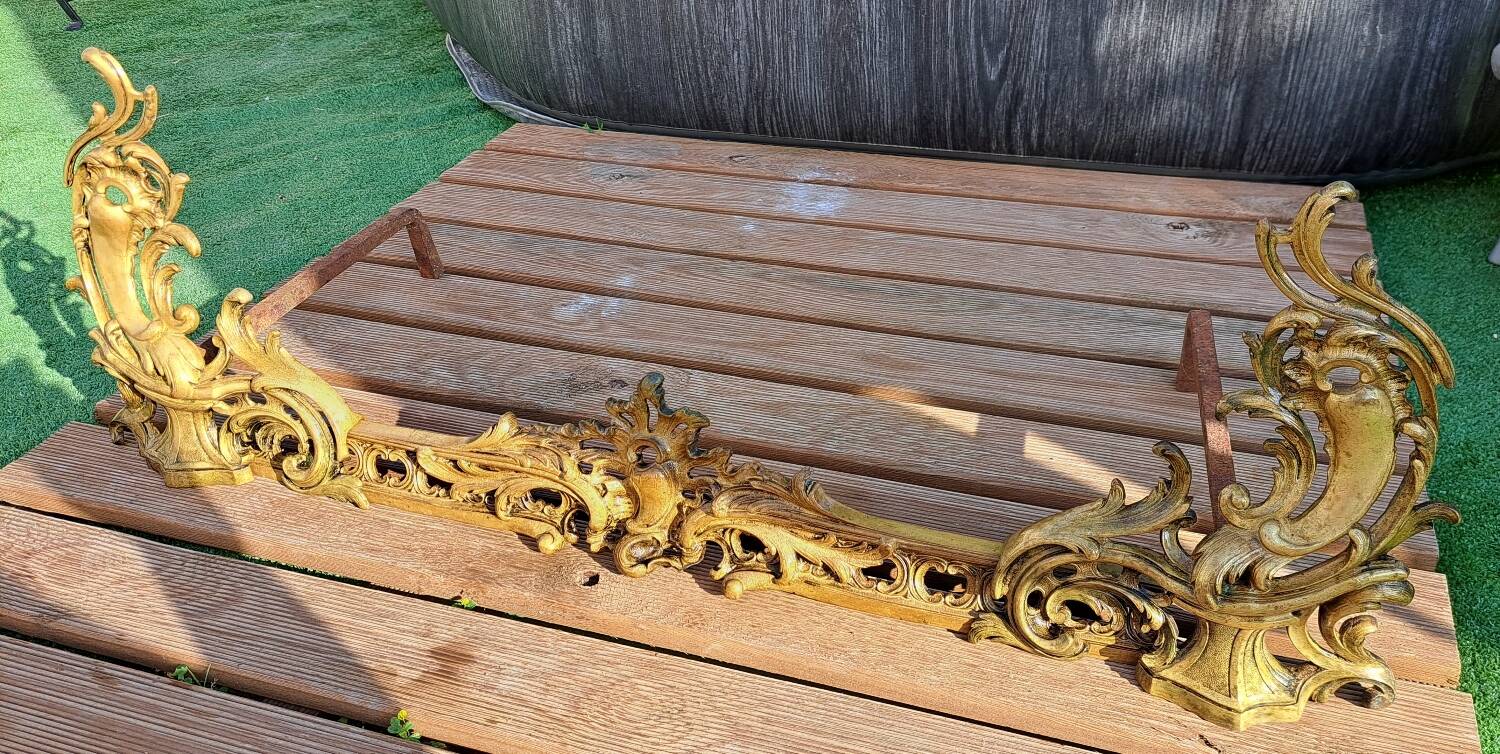 Antique gilt bronze andirons