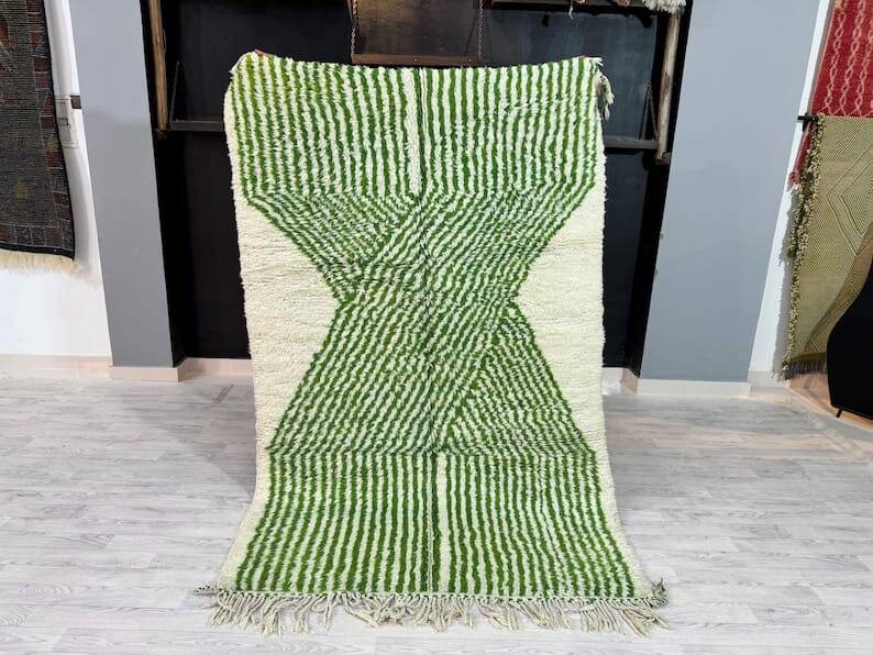 Handmade green Beni Ouraine rug