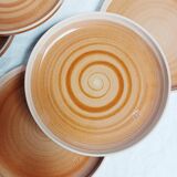 Set of 6 plates in Burgundy sandstone, Sarreguemines