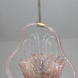 Charming Pink and Transparent Murano Glass Chandelier by Barovier e Toso, 1950s