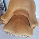 Golden yellow velvet toad armchair