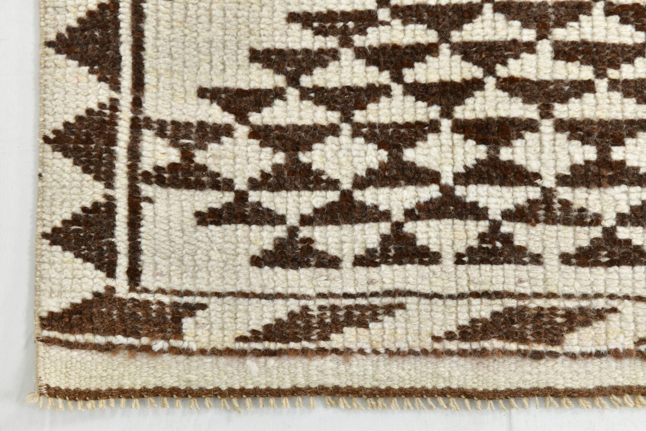 3x10 Brown Cream Kilim Runner Rug 82x320Cm