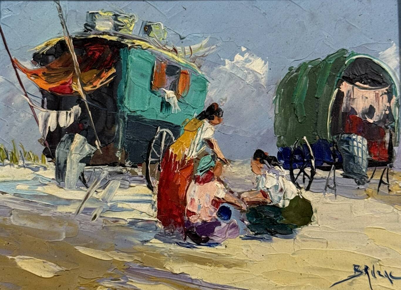 Victor Bruzac: série de 3 tableaux huiles sur panneaux époque circa 1920