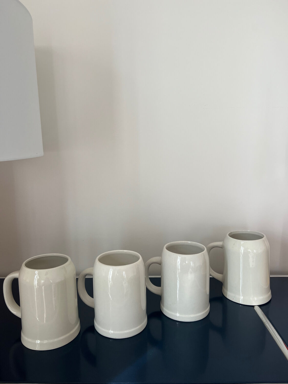 Set of 4 off-white ceramic mugs or pints