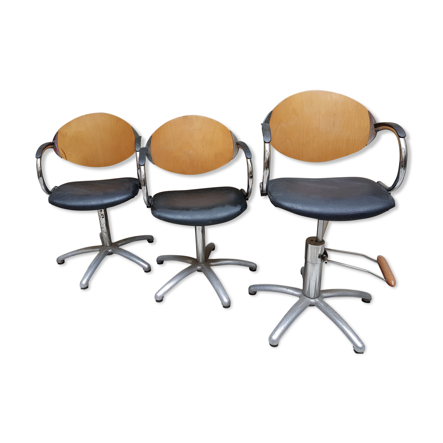 Three hairdresser chairs by designer Maletti 1979
