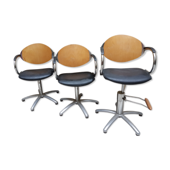 Three hairdresser chairs by designer Maletti 1979