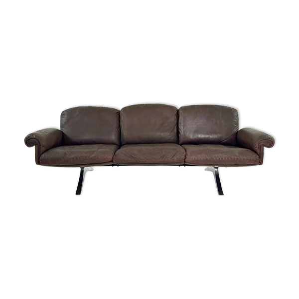 Canapé 3 places vintage De Sede DS-31 en cuir marron