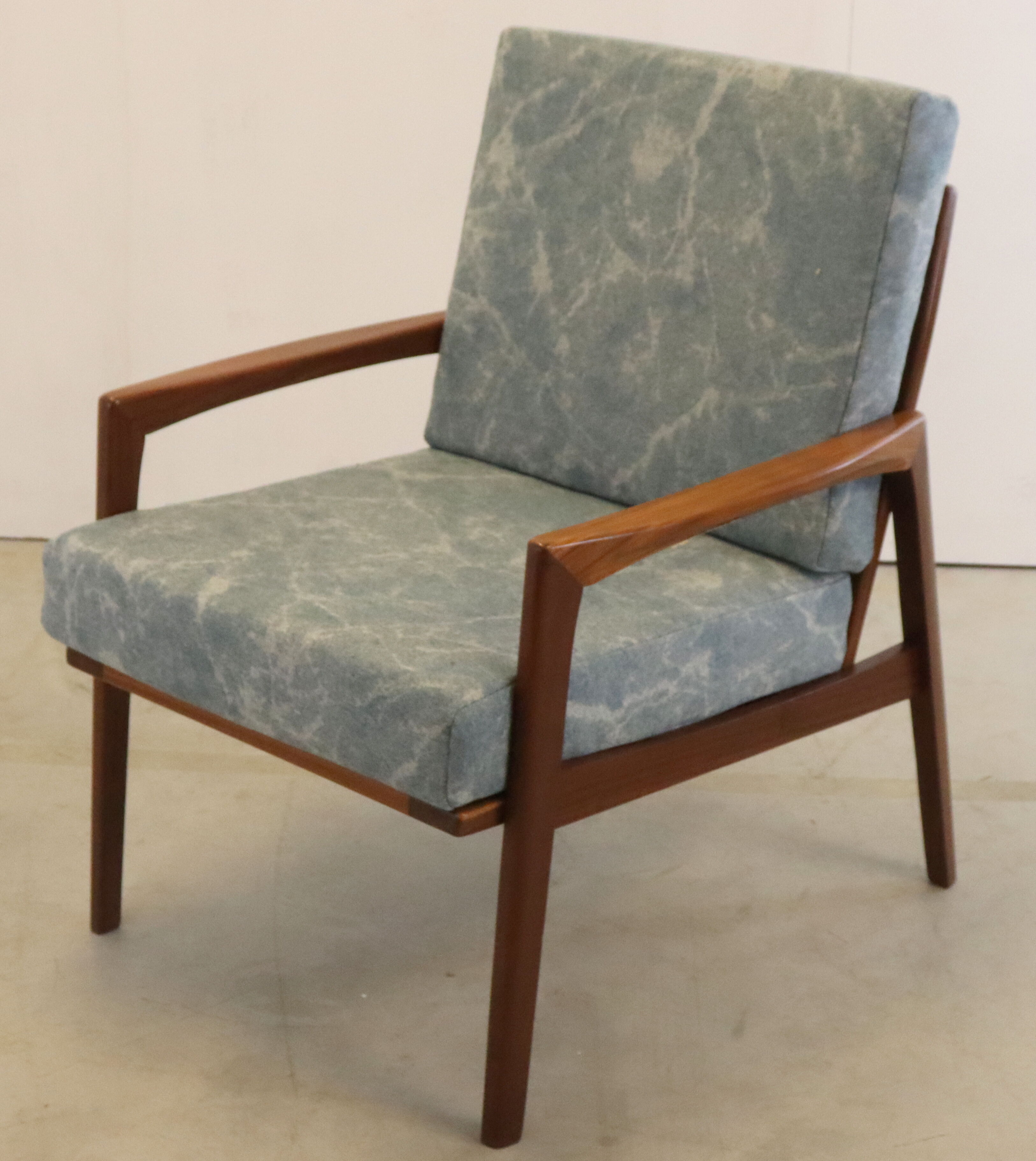 Mid century teak Armchair 'Mettmann' - reupholstered