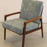 Mid century teak Armchair 'Mettmann' - reupholstered
