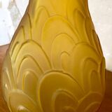 Large amber Art Deco molded glass vase