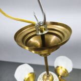 Czech Art Deco Brass and Glass Chandelier, 1950s