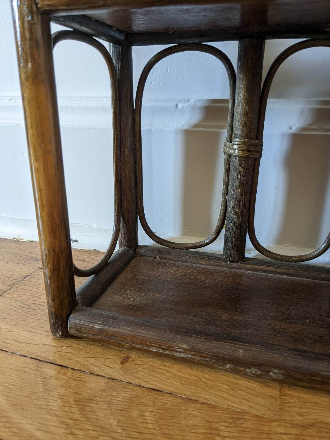 Pair of rattan shelves