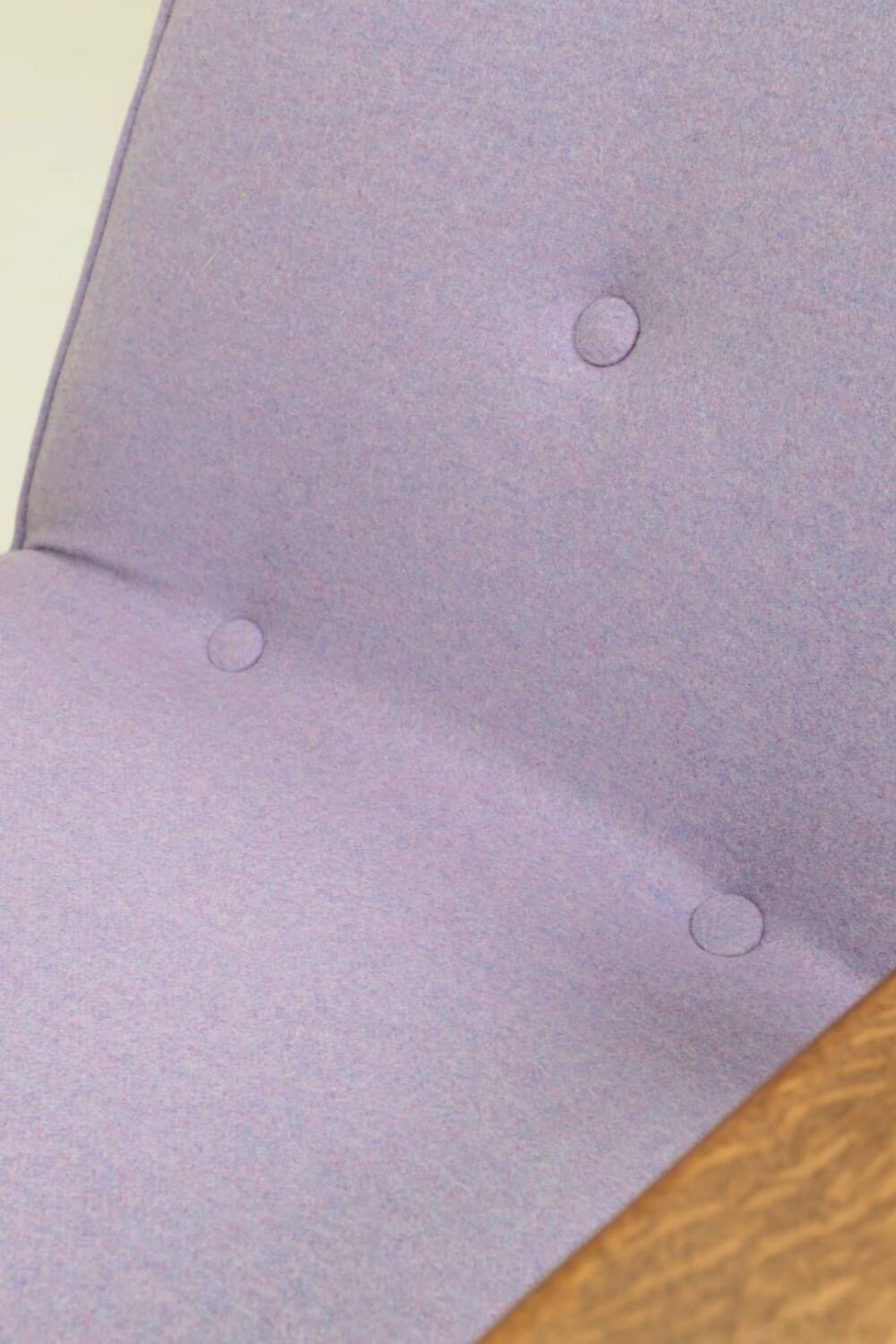 Vintage armchair in lavender wool and oak.