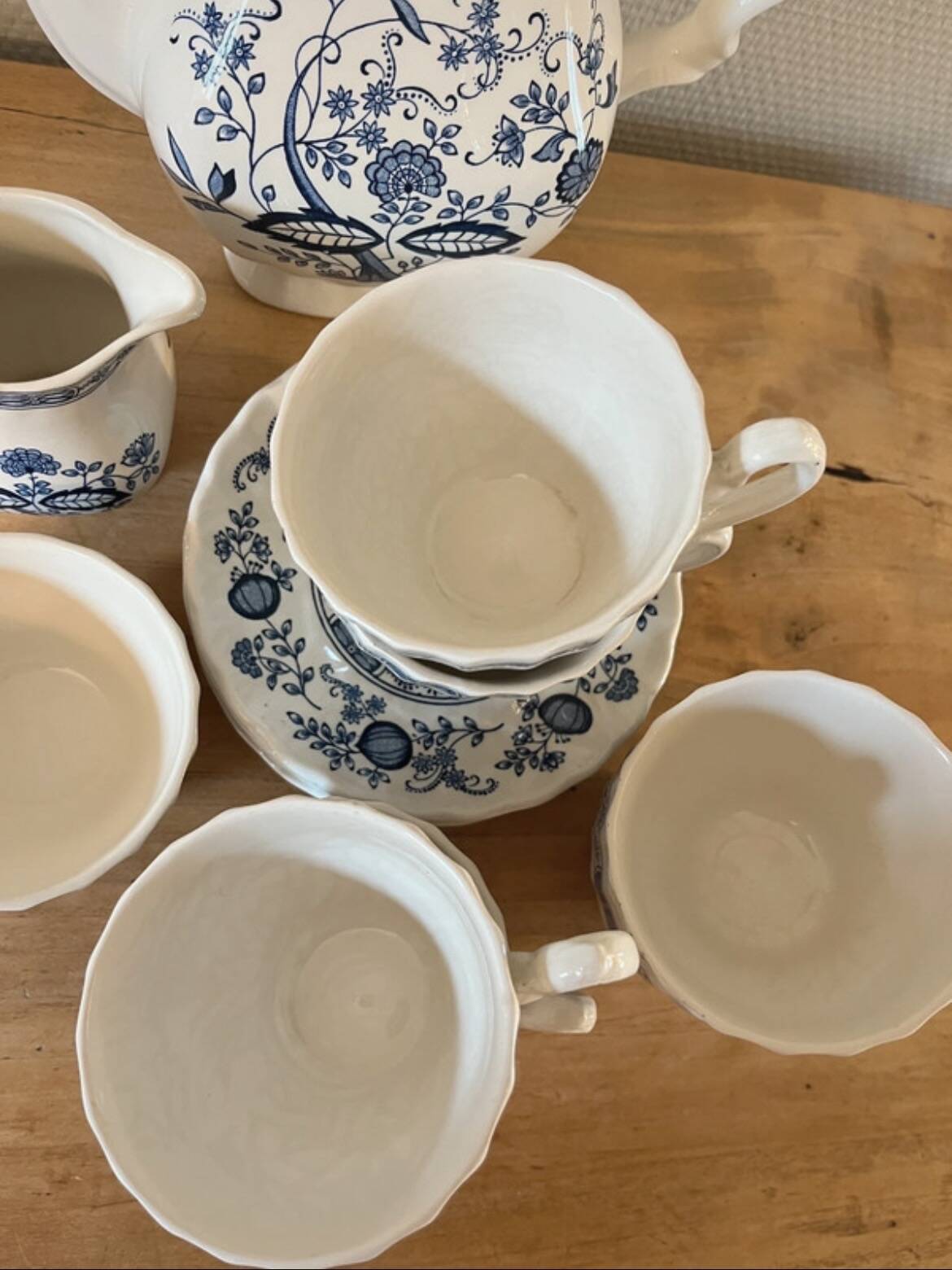 Blue Onion tea service by Myott Meakin 1982