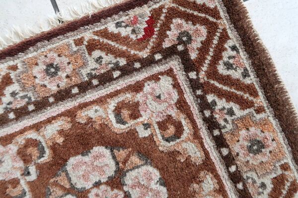 Tapis Vintage Mongol de Collection Fait Main – 52 x 60 cm - 1C1000