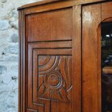 Solid oak display cabinet – Art Deco style – 1920s – Modular shelves