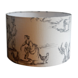 Round lampshade canvas of Jouy black and white