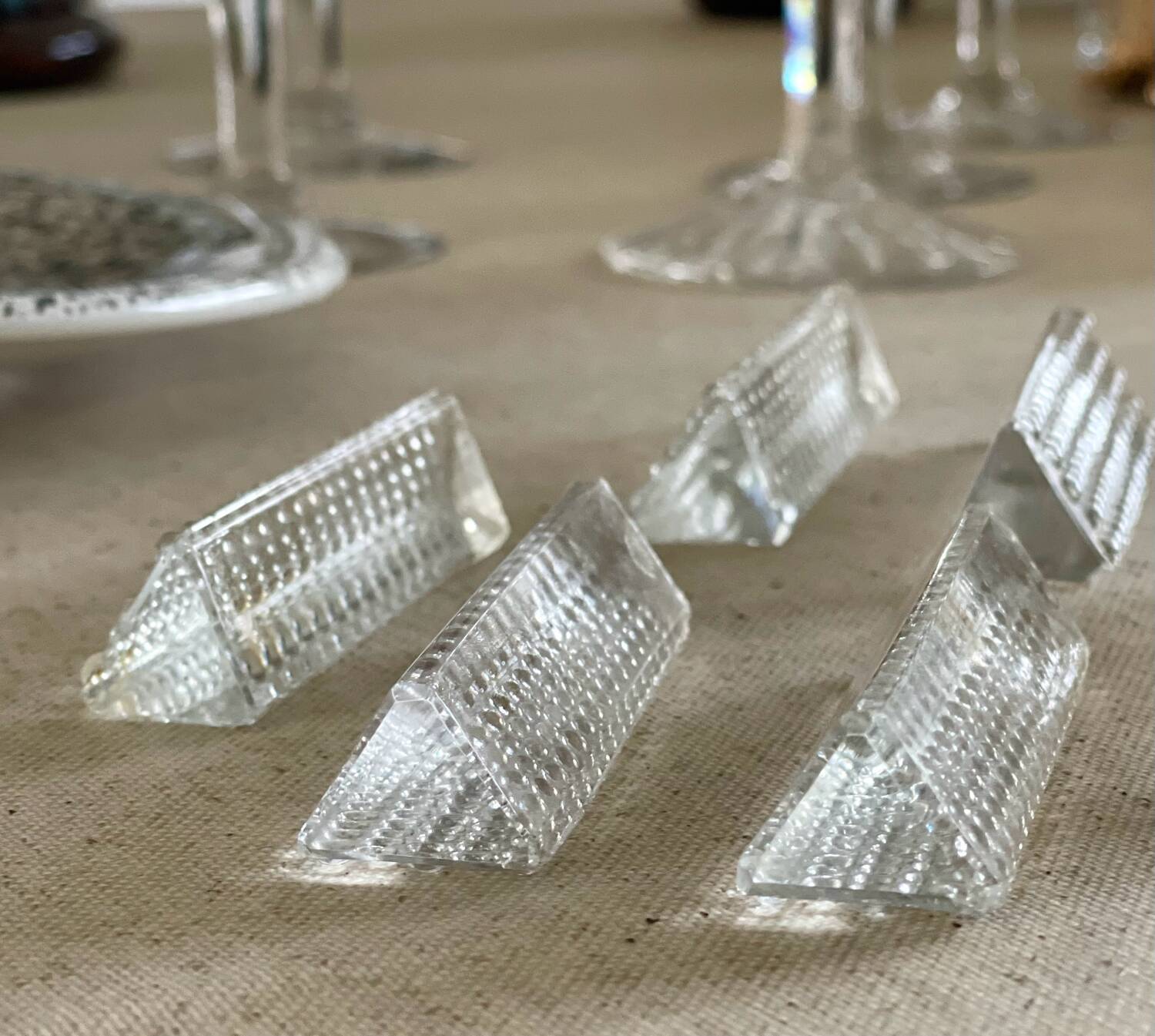 12 glass knife holders.