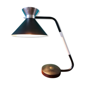 Modernist black and white "Jumo" desk lamp. Modernis France 1950