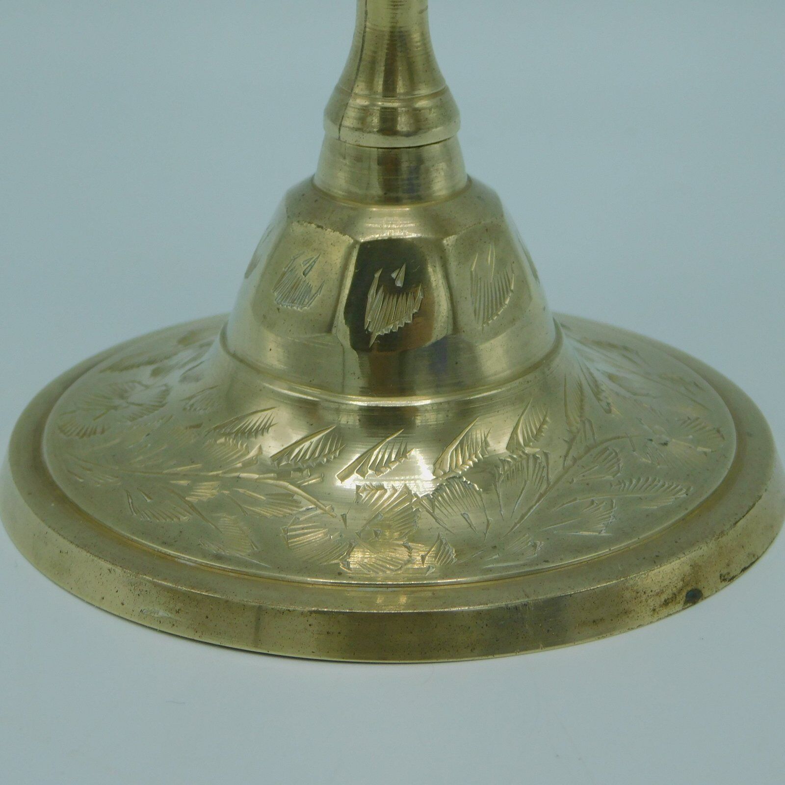 Engraved brass candlestick