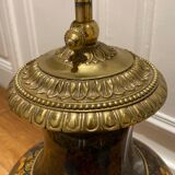 Pair of large table lamps formed of gilded bronze vases & Chinese cloisonné enamels