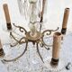 Bronze chandelier with crystal pendants circa 1950, 5 lights, H = 81 cm