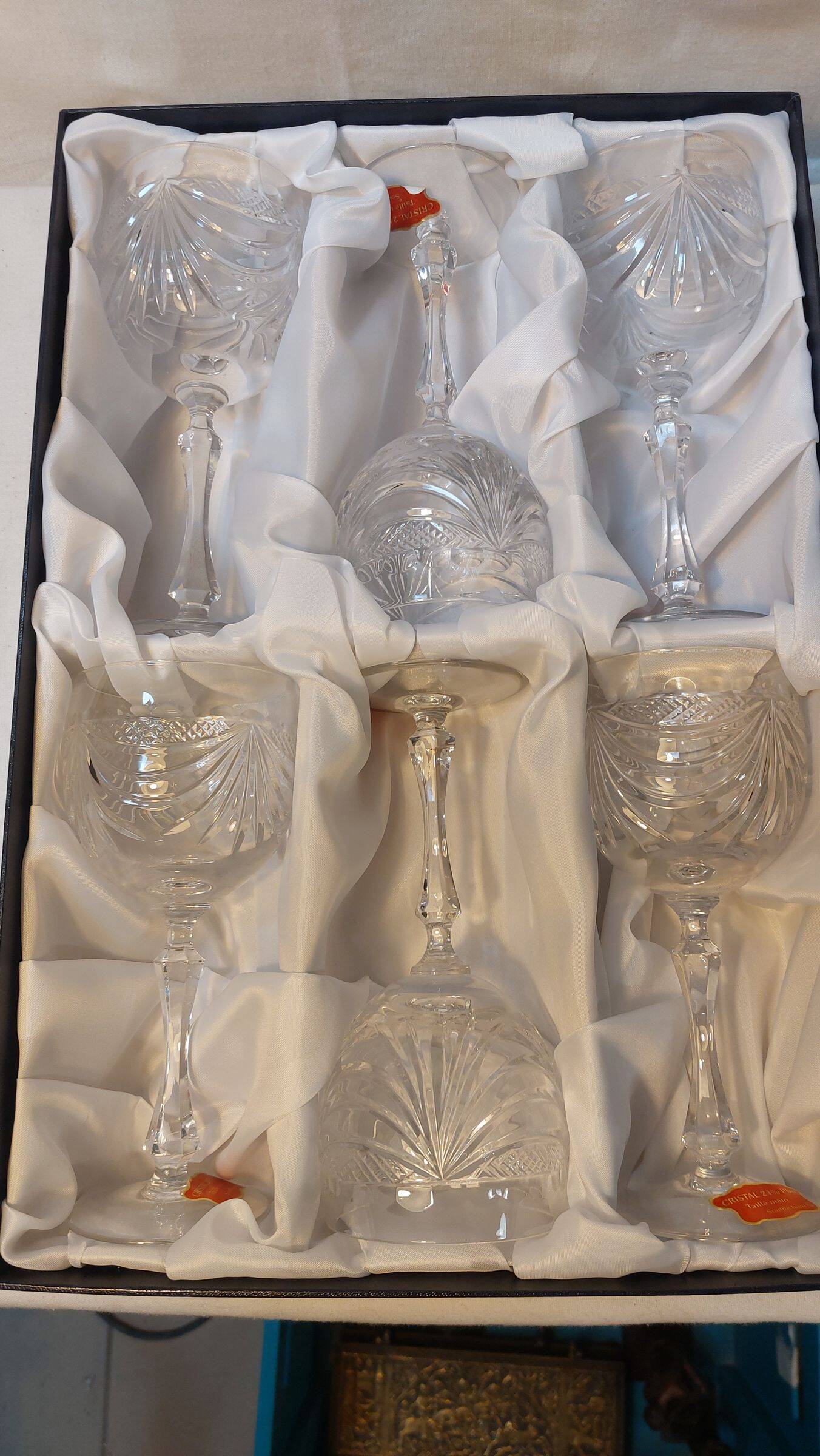 Set of 6 wine glasses and carafe in Lorraine Crystal - Gérard Model