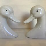 Pair of white bird, geese and duck bookends